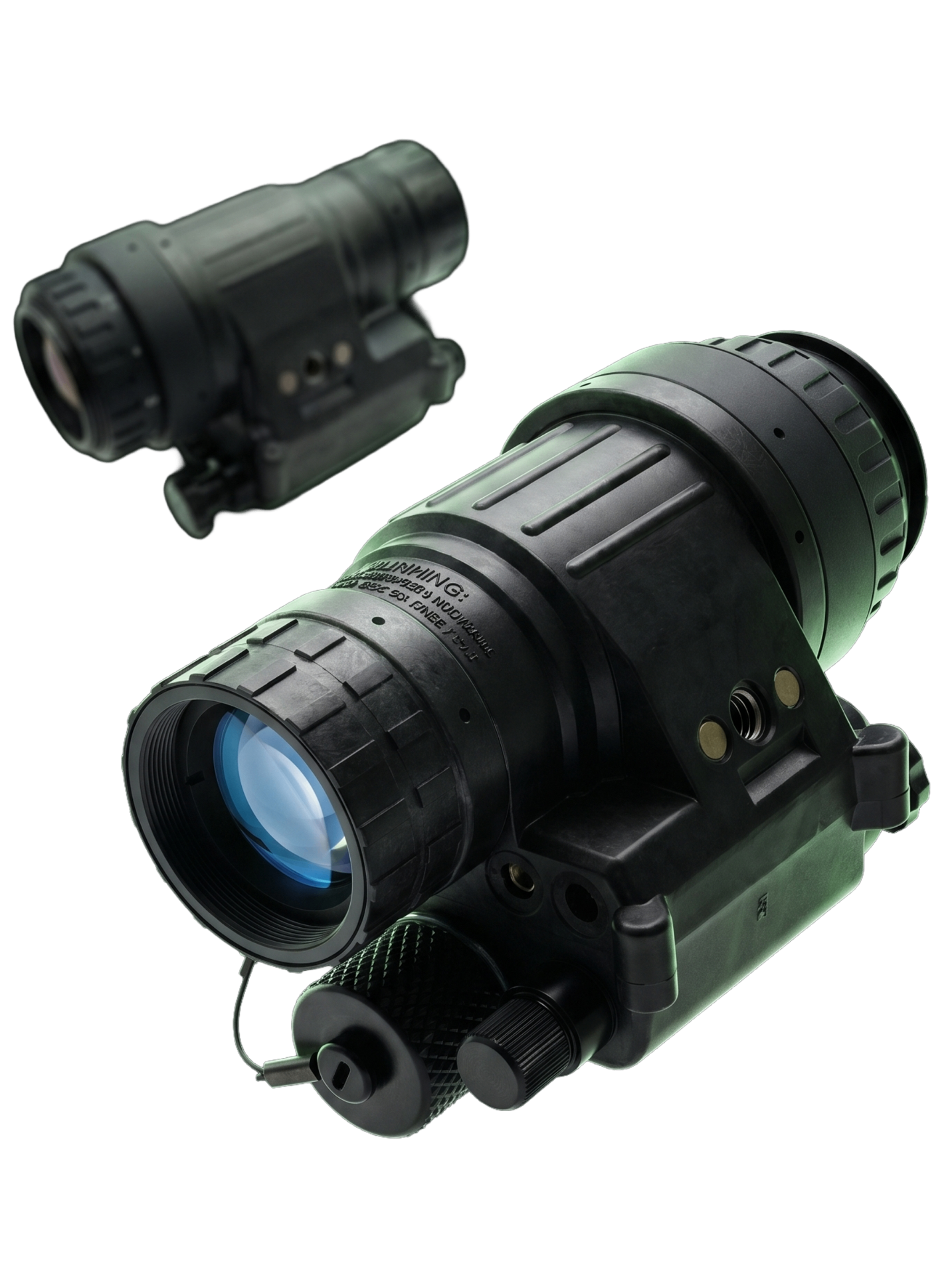 Night Operators PVS-14 monoculars — in-focus foreground unit and out-of-focus background unit